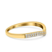 14k zlatni pola vječne prsten vjenčani vjenčani okrugli simulirani kubični cirkoniji veličine 9