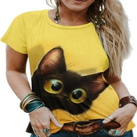 Majica Colisha Dame majica s kratkim rukavima 3D Print ljetni vrhovi Soft Holiday Crew Crt Tunika Bluza