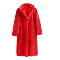 Koža dugačka zimska jakna za dugih rukava za ženu plus klirens crvena veličine 4xl