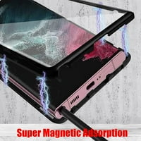 Magnetska futrola za Samsung Galaxy S ultra, dvostrano čisto očarano staklo protiv ogrebotine - ljubičasta