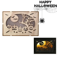 Loopsun Fall Halloween ukrasi za ušteda za dom, vintage Halloween Decor LED šuplji drveni privjesci