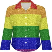 Rainbow Flag Gay Pride ženska majica dugih rukava dolje bluza V izrez casual majice