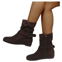Čizme za žene za odrasle za žene za žene sa rubnim cipelama Retro čizme visoke patentne patentne potpetice