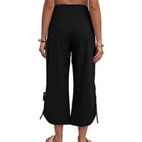 Žene Capris Clearence Čvrsto opuštene labave bib hlače sa džepovima pamučne patvene pantalone natkrivene