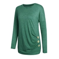 Zimski vrhovi za žene Trendy Fashion Women Casual dugih rukava, gumba za bluzu majica majica Green S-Freen