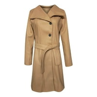 Tking modne ženske kapute za kapute za dugi rovovi tanki klasični kaputi u boji kaki l