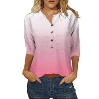 Ženska elegantna gumba za casual rukave majica za majicu Print TOP bluza