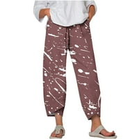 Široke posteljine za žene za žene sa džepovima Trendy Ležerne ljeto od tiskane duge pantske noge Modne