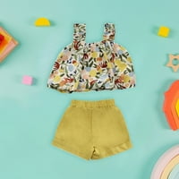 Toddler setovi za djevojke Camisole cvjetni gornji i čvrsti kratke hlače ljetni na otvorenom