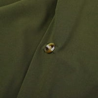 Miayilima Army Green S Cardigan za žene tiskane V rector gumb Dugih rukava Ženska Džep Duga haljina