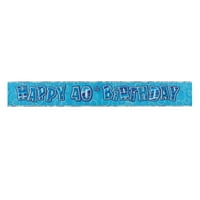 Jedinstvena zabava 40. rođendan Blue Glitz Foil Banner