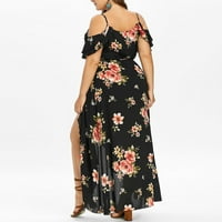 Haljine Boho Maxi za žene ljeto plus veličina cvjetno hladno rame haljine šifonske kratke rukave sa