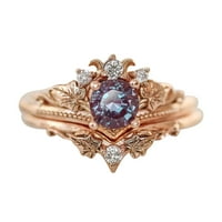 Prstenovi za žene postavljene žene blistavi ametist cirkonijski prsten za obećanje prstena za angažman