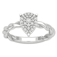 Araiya 14k bijeli zlatni dijamantni prsten za klaster, veličina 9