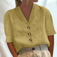 Pedort Womens Tops Hladno ramena Basic Tee vrhovi Košulje Summer Casual Bluza Čvrsta labava FIT žuta,