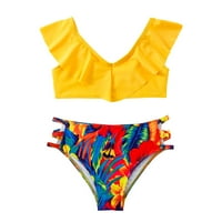 Kupaći kostimi za djevojke Ruffles kupaće kostime odijelo Hollow Bikini ljetni set cvjetni ispis Grafički