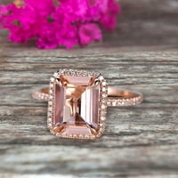 Flaming 7x smaragdni rez 1. CARAT morgatni zaručnički prsten vjenčani prsten od punog 10k ružičasto