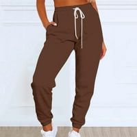 DrpGunly ženske hlače, pune boje casual sportove up struk sa plišanim džemper materijalima hlače, hlače