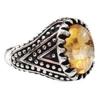 CAB Citrine MANS prsten, prirodni citrinski prsten, novembarske kari, srebrni nakit, srebrni prsten, rođendanski poklon, teški muški prsten, arapski oksidirani prsten, božićni prsten