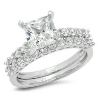 2. CT Princess Cut originalni kultivirani dijamant VS1-VS J-K 18K bijelo Angažovanje vjenčanih mladenka