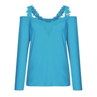 Charella ženski V-izrez Ležerne prilike s dugim rukavima Bluza s bluzama Sky Blue, S