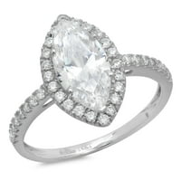 2.38ct Marquise Clear Clear Moissine 14K bijelo zlato Angažovanje halo prstena veličine 5,25