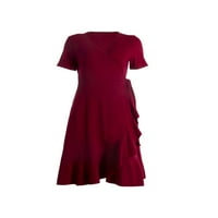 Hait Ladies ljuljačke haljine V izrez midi haljina visokog struka za odmor čipka duboko crvene m