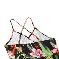 Ženska ljetna klizačka haljina, boemske cvjetne špagete remen za leđa, suknja sa punim duljinama za