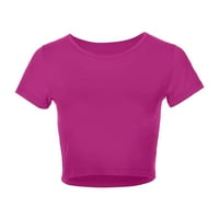 Žene Casual okrugli izrez Multicolor Solid Boja kratka kratka rukava uska osnovna majica za dno