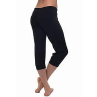 Hoksml pantalone za žene, žene vježbanje gamaše Stretch tipka za struk Pocket Yoga teretana obrezane