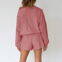 Symoid Dukseri za žene Ležerne prilike pulover plus veličina ružičaste ženske kratke hlače i duksevi veličine 2xl