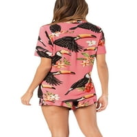 Leuncero Dugme Down Shorts Comfy noćni set za žene Cvjetni print Spavaće odjeće Mekana tunika Bluza