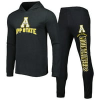 Muški pojmovi Sport crni ugljena Appalachian State Planinar Metar pulover Hoodie & Pant Sleep set