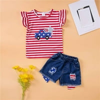 Toddler Baby Boys 4. jula odijelo Američka zastava Thirts džepne kratke hlače dojenčad ljetna odjeća
