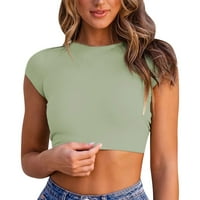Plus veličine za žene Zelene duge vrhove za gamaše moda izdubljena letnjeg rukavskog useva za žene bez