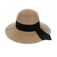 Slamnati šešir široki šešir i rep klasični izgled ženske sunčeve plaže kaki