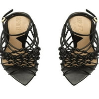 Schutz Tinah Black Woven Vamp Anketa Otvorena nožna sandala za pete