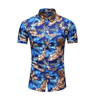 Havajska majica za muškarce Majica Havajska kratka rukava plaža STAND-UP košulja na košulju od ispisanog