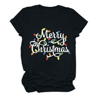 Vesele i svijetle božićne svjetiljke majice Žensko slovo Ispis Grafičke košulje Odmor kratkih rukava