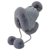 Krzne kapu sa slatkim šeširom pulover s vunom zadebljajući kosu na kosu na kosu od vune učvršćene šešir,