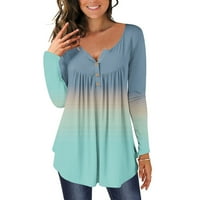 Ketyyh-CHN košulje s dugim rukavima za žene ženska majica Workout Tunike vrhovi bluze plavi, l