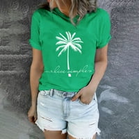 Amousa Ljetni vrhovi za žene plaža Ispis kratkih rukava majica Ležerne prilike Havajske odmarališta Top majice za žene