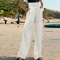 HOKSML ženske hlače Love široke hlače za noge visoke struke ravne hlače casual hlače