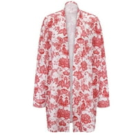VBNERGOIE Ženski etnički cvjetni print Top labavi kardigan jakna s dugim rukavima Cardigan Plus Trudnoća