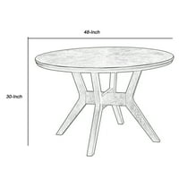 Okrugli drveni stolni stol sa bumerang nogama, sivom bojom