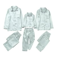 Djeca Satin Pajamas PJ's Solid porodica podudaranje za spavanje noćnih odjeća Loungewear Hlače set Outfits