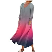 Fefernal ženska ležerna modna udobna tiskana rukavska haljina maxi haljina za žene