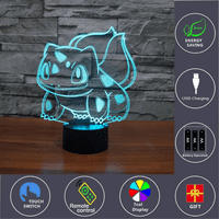 3D optička iluzija crtane životinje noćna lampa igračka, daljinski upravljač, zatamnjeni, bateriju ili