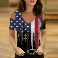 Odeerbi 4. juli Patriotska košulja za žene Modni ljetni najam bez rukava, ležerna bluza s kratkim rukavima
