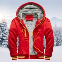 Zimski kaput Muški topli villus patentna odjeća s kapuljačom s kapuljačom dugih rukava crvena xxl